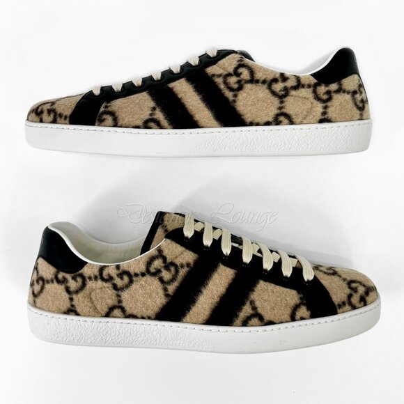 NEW GUCCI Ace GG Monogram Men's Wool Logo Sneakers G 9.5 / US 10 Authentic $890 - Picture 7 of 10